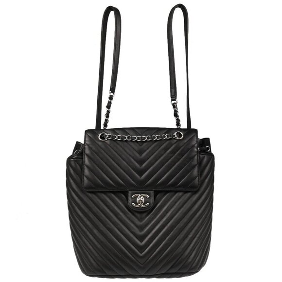 Chanel Black Lambskin Chevron Urban Spirit Backpack - Picture 1 of 11